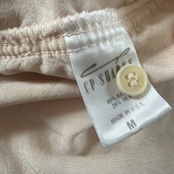 CP Shades Women's Shirt Blouse M Light Pink Velvet Boxy Fit Collared Button Down - Picture 3 of 7